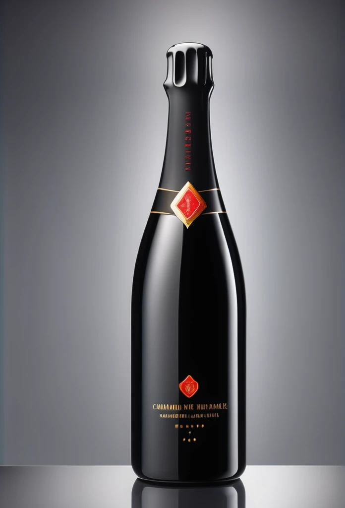 a high-end champagne bottle with a letterless red design



a black case for storing the luxury champagne bottle



ultra-luxury feeling

8k