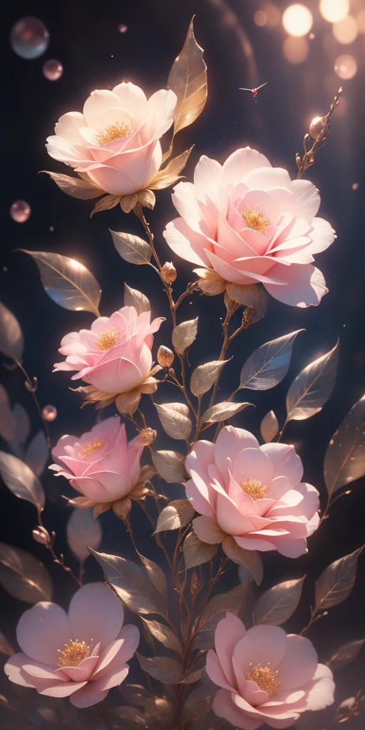 Beautiful transparent flower fairy baby, Transparent colorful wings, The wand flutters in the wind、The wand flashed with starlight,Golden wand,Beautiful blue sky and white clouds、Girls have transparent wings、kindly smile、Beautiful garden background、Gentle and transparent,anatomy correct, Delicate pattern,Pink rose space, Soft lighting, ( Bokeh),Masterpiece, Super detailed, Epic composition, Highest quality, 8K,Epic romantic fantasy digital art,Epic fairy tale fantasy digital art,Mythological fantasy,UHD resolution,Detailed detail drawing,realisticlying,Very realistic,cinmatic lighting,an award winning photograph,rich colours,hyper realistic lifelike texture,dramatic lighting