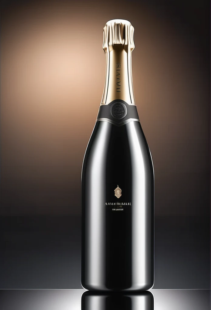 a high-end champagne bottle with a blank all-platinum design



a black case for storing the luxury champagne bottle



ultra-luxury feeling

8k