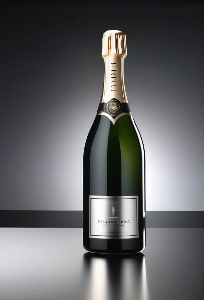 a high-end champagne bottle with a blank all-platinum design
a black case for storing the luxury champagne bottle
ultra-luxury feeling
8k