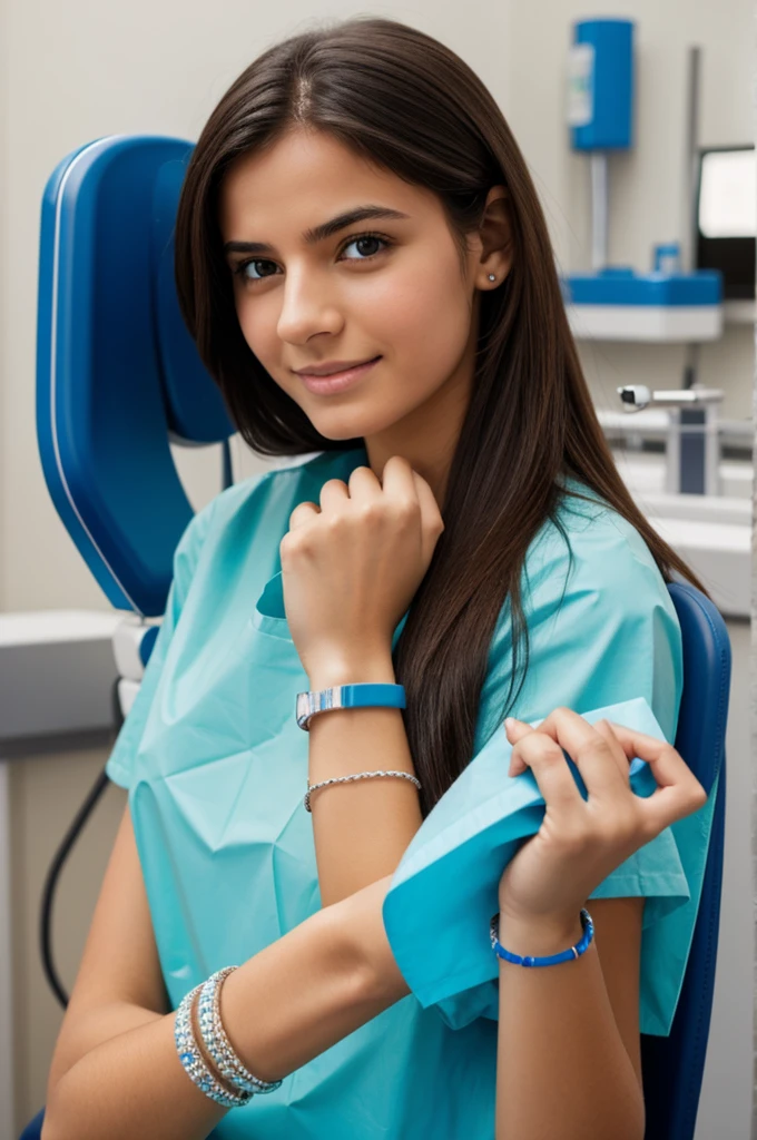 Une fille avec une bracelet dentaire