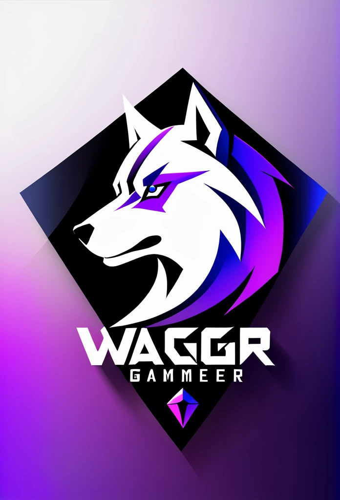 Design a minimalist but modern logo for my marketing named WargoGamer, featuring a symbol and the name in different fonts. The logo should emit an aggressive aura, with the symbol being a Husky in profile, abstract geometric shapes, intense and dynamic feel, 3D Art, rendered using Blender with high-detail textures