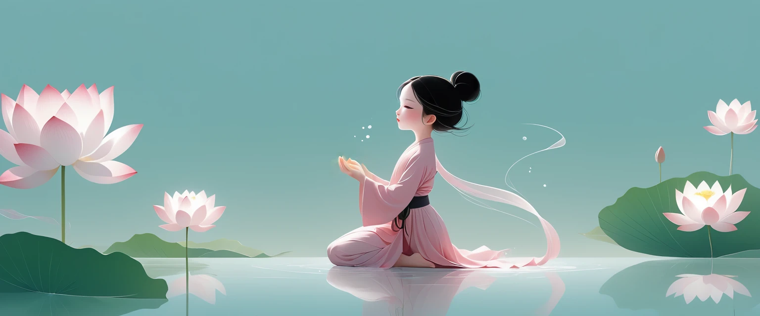 Hands together;Hand redrawn;Lotus flowers in hand。