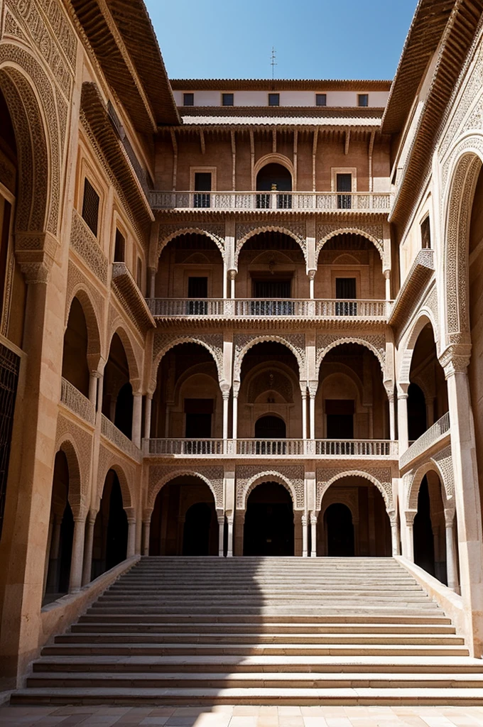 A function of the Rioja palace,the Alhambra palace and the building of the Chilean navy Valparaíso Having the staircase of the Rioja palace in the middle Without landscape just the function