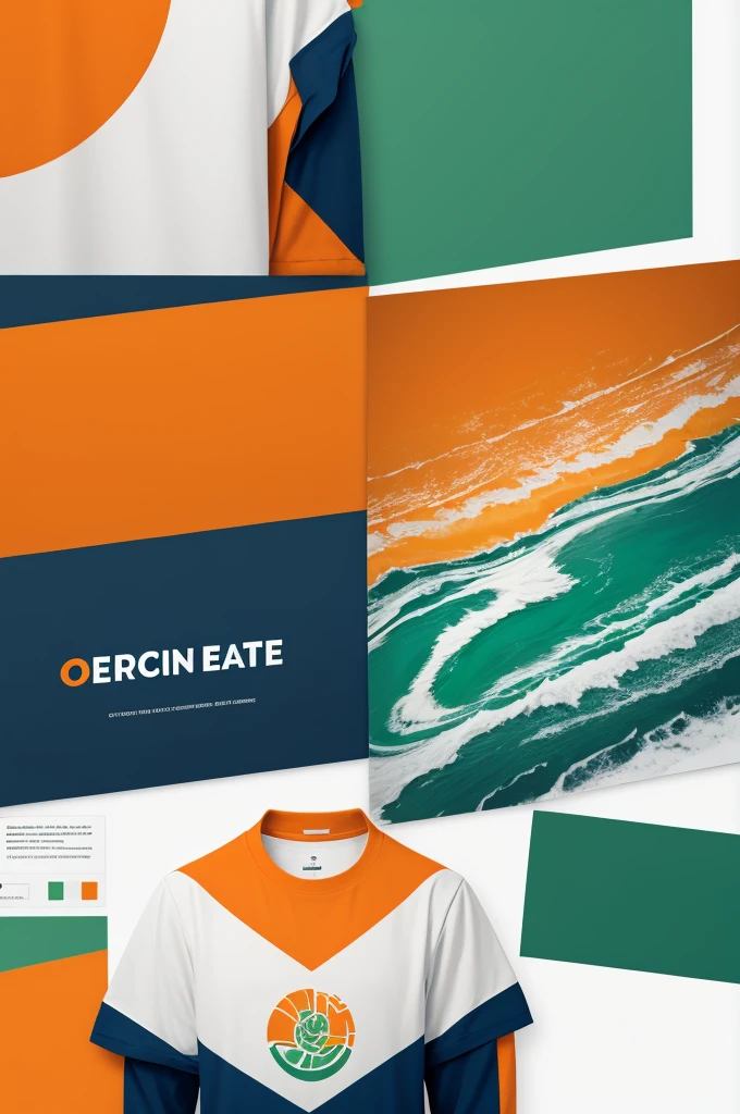Create shirt design for geography event with orange colors, cerulean, green and white