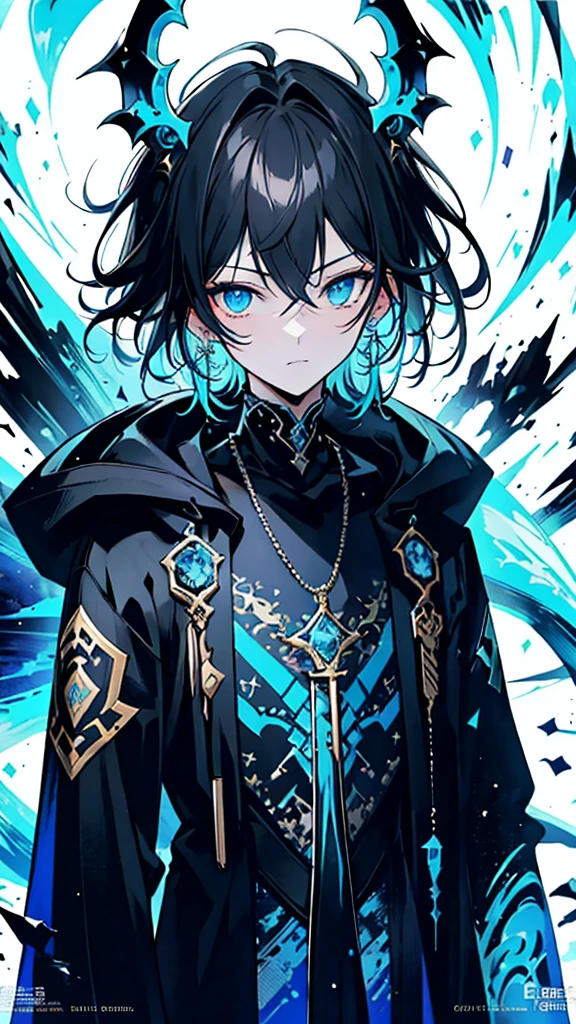 (masterpiece:1.2、highest quality), (Exquisite eyes: 1.2), (Detailed Background、Dark fantasy), (beauty detailed face), High Contrast, (Best lighting、Very delicate and beauty), ((Cinema Lighting) )), colorful, Hyper Detail, Dramatic Light, Intricate details, (1 teen boy, scruffy black hair, bangs, Blue eyes, moon, dark night, long earrings, black hoodie, blue demon horns, blue great sword at the back, looking at viewer, upper body), Black light swirling around the character, Depth of written boundary, black light particles, Nightcore, Spectacular anime style, zerochan art, Anime Wallpaper, Burning, High quality anime art style, Key Anime Art