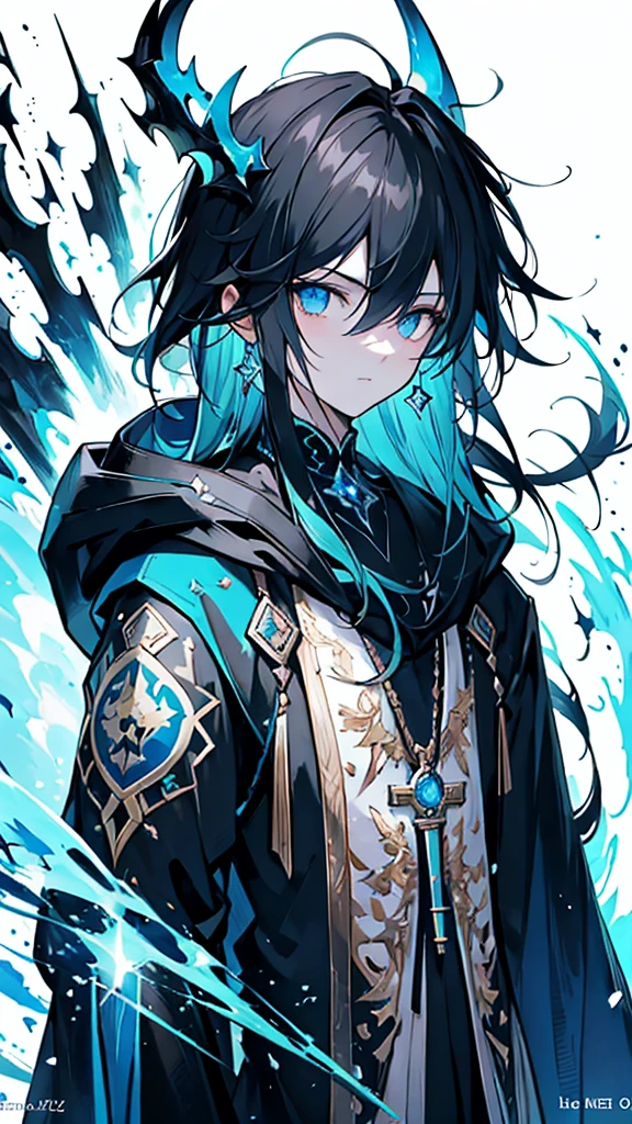 (masterpiece:1.2、highest quality), (Exquisite eyes: 1.2), (Detailed Background、Dark fantasy), (beauty detailed face), High Contrast, (Best lighting、Very delicate and beauty), ((Cinema Lighting) )), colorful, Hyper Detail, Dramatic Light, Intricate details, (1 teen boy, scruffy black hair, bangs, Blue eyes, moon, dark night, long earrings, black hoodie, blue demon horns, blue great sword at the back, looking at viewer, upper body), Black light swirling around the character, Depth of written boundary, black light particles, Nightcore, Spectacular anime style, zerochan art, Anime Wallpaper, Burning, High quality anime art style, Key Anime Art