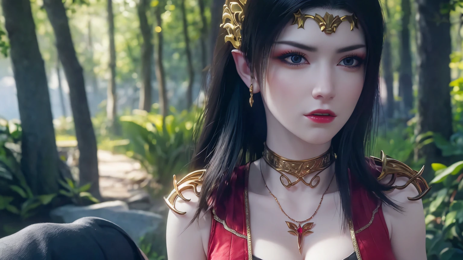 （lifelike， high - resolution：1.3）， 1 girl with a perfect body， Super fine face and eyes，slong hair， Tank top of random colors：1.2， short jeans， big boob，Expose cleavage5)), aurora, lightning, hyper-realistic graphics, most realistic graphics, 1 girl, alone, solo, Extremely sharp, surreal image, (((frontal portrait: 1)))."