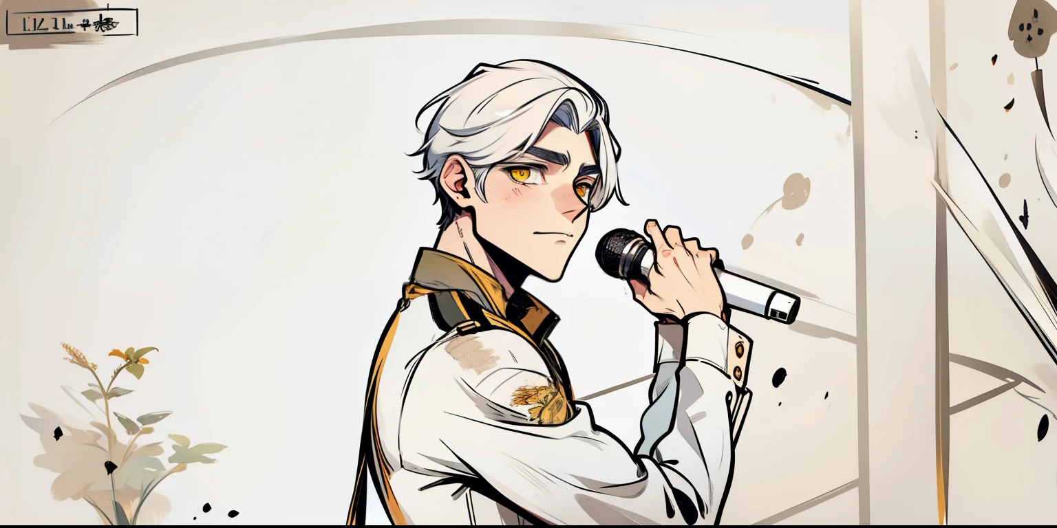 young man of  yellow eyes white hair is sung