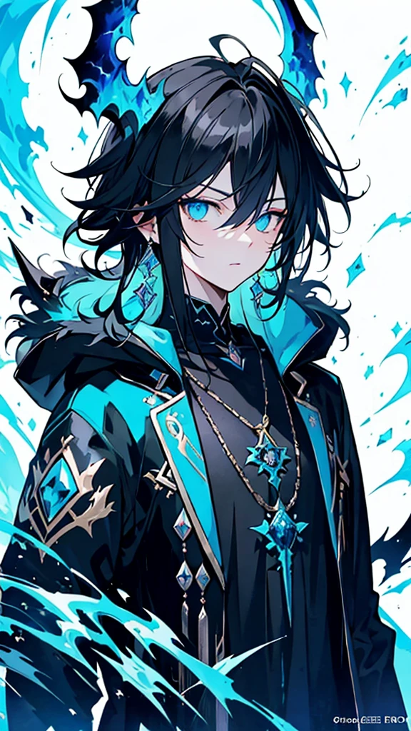 (masterpiece:1.2、highest quality), (Exquisite eyes: 1.2), (Detailed Background、Dark fantasy), (beauty detailed face), High Contrast, (Best lighting、Very delicate and beauty), ((Cinema Lighting) )), colorful, Hyper Detail, Dramatic Light, Intricate details, (1  boy, scruffy black hair, bangs, Blue eyes, moon, dark night, long earrings, black hoodie, blue demon horns, blue great sword at the back, looking at viewer, upper body), Black light swirling around the character, Depth of written boundary, black light particles, Nightcore, Spectacular anime style, zerochan art, Anime Wallpaper, Burning, High quality anime art style, Key Anime Art