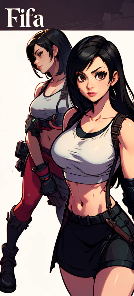 (tifa lockhart) 1 girl, facing the front, going, Coming in the direction of the camera, going para a câmera, facing the front going,