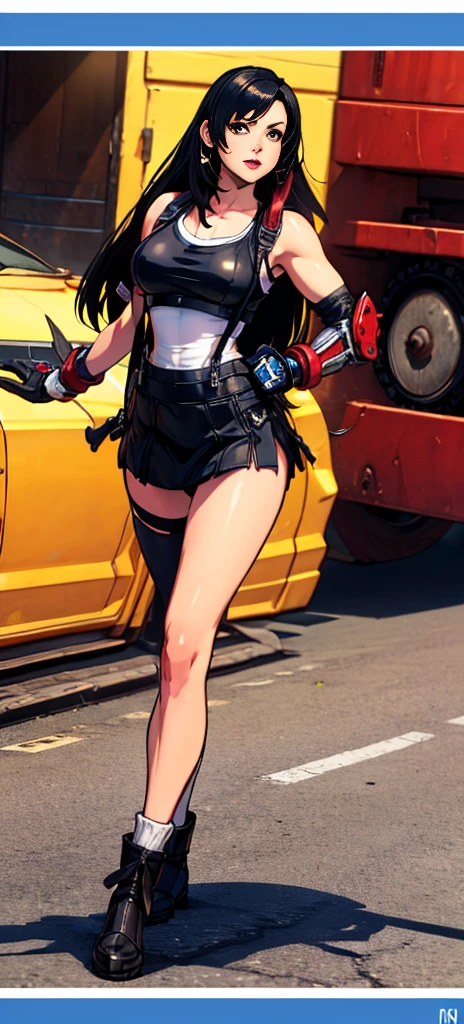 (tifa lockhart) 1 girl, facing the front, going, Coming in the direction of the camera, going para a câmera, facing the front going,