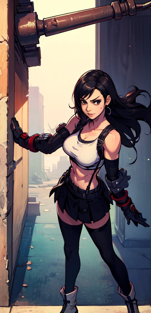  (tifa lockhart) 1 girl, facing the front, going, Coming in the direction of the camera, going para a câmera, facing the front going,