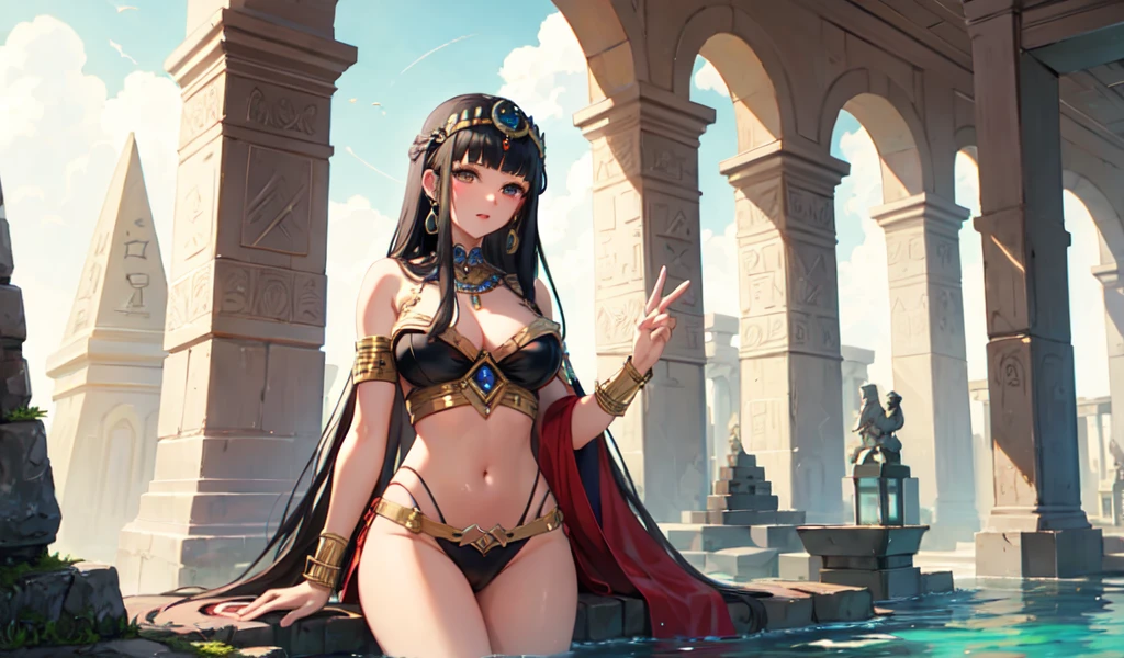 ((Highest quality)), ((masterpiece)), (detailed), One Beautiful Cleopatra, sexy,Celtic,pyramid,Water Temple