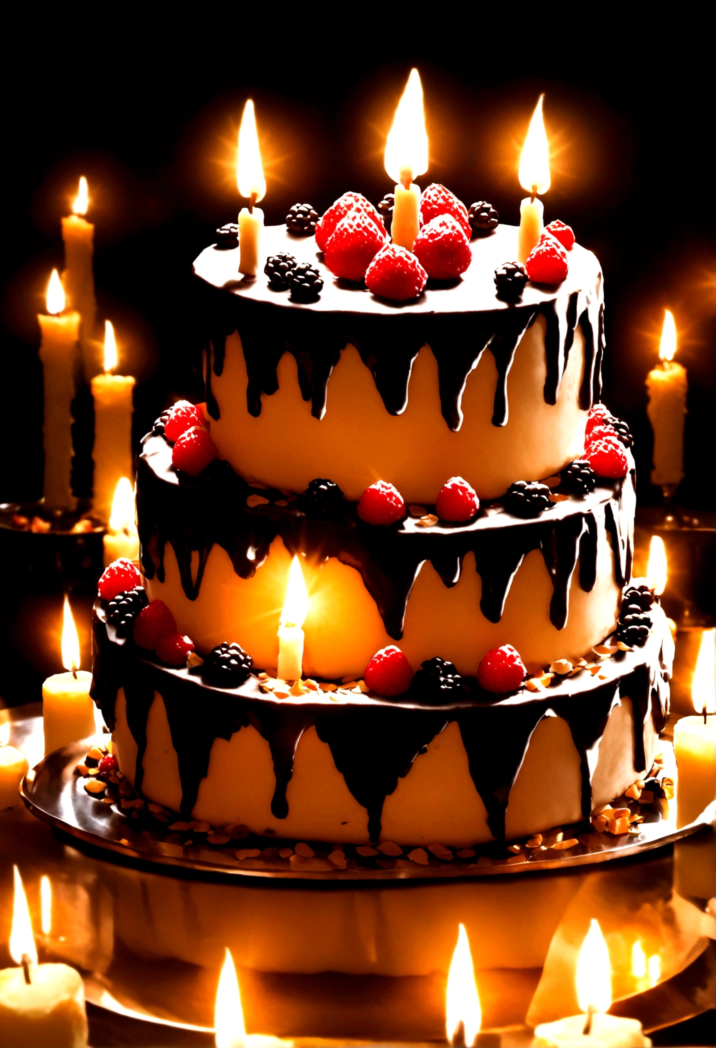 ~*~photography~*~ Original close up of gourmet cake, candle light, spark, Flash PhotoBREAK 🎂🕯🕯🕯🎇🎇🎇📸