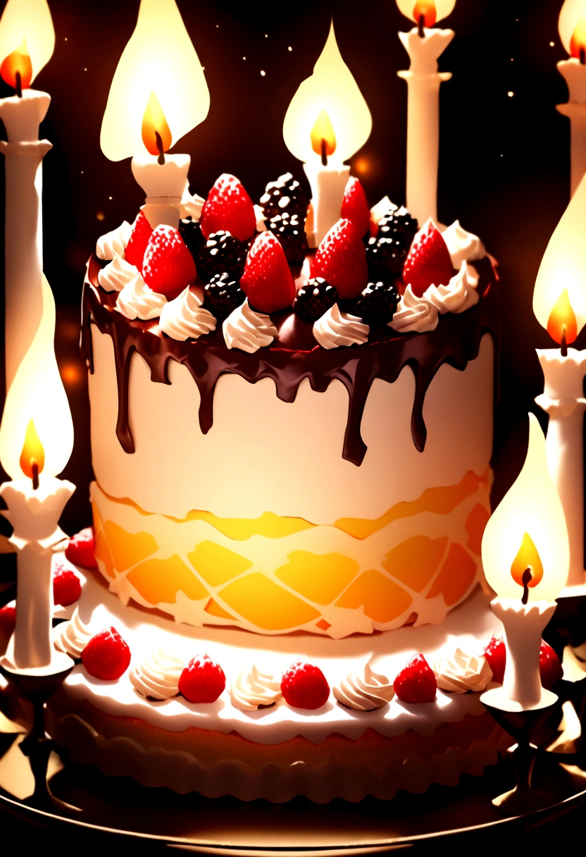 ~*~photography~*~ Original close up of gourmet cake, candle light, spark, Flash PhotoBREAK 🎂🕯🕯🕯🎇🎇🎇📸