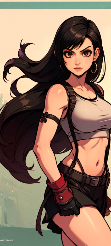  (tifa lockhart) 1 girl, facing the front, going, Coming in the direction of the camera, going para a câmera, facing the front going,