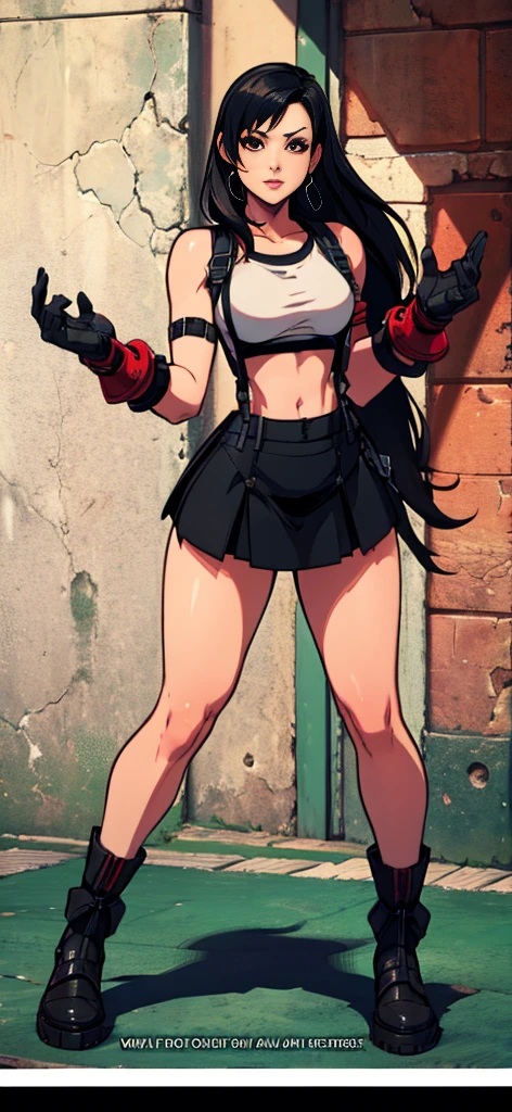  (tifa lockhart) 1 girl, facing the front, going, Coming in the direction of the camera, going para a câmera, facing the front going,