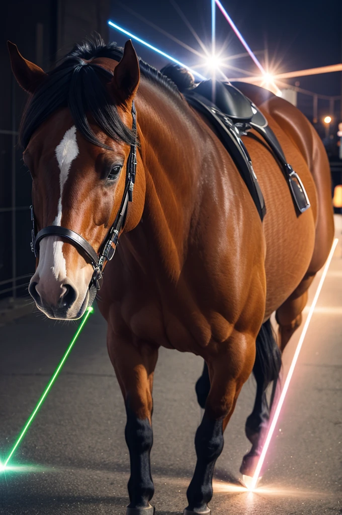 Horse in hat with laser beam
