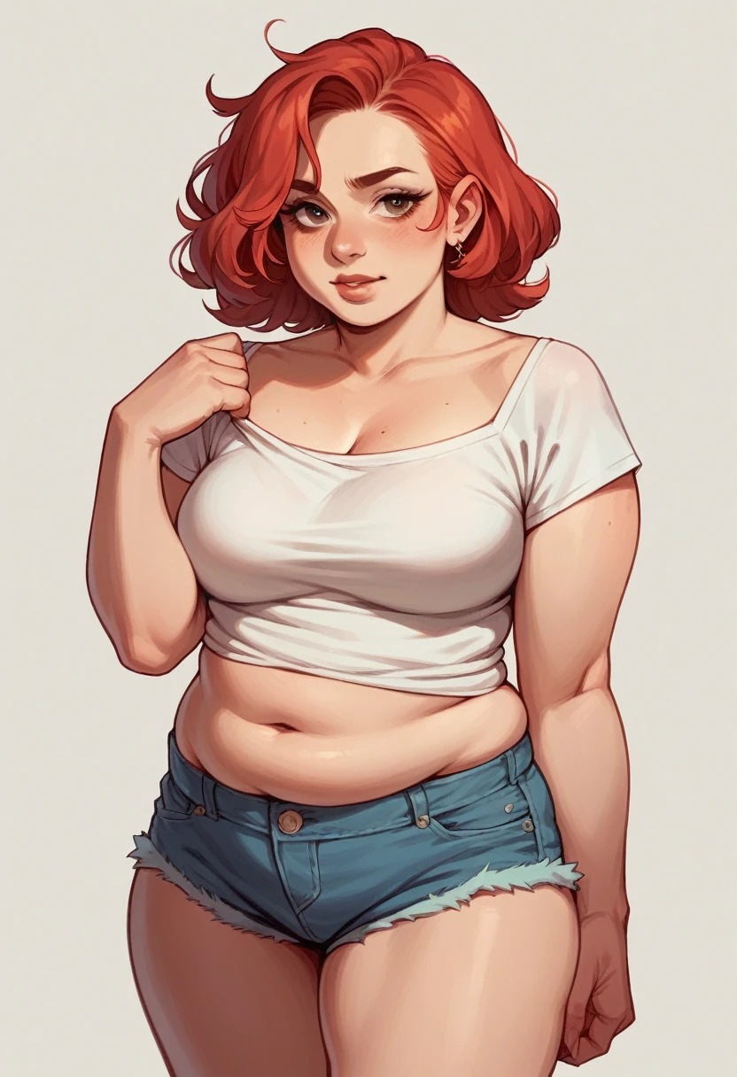 A photo, by a chubby young woman with red hair