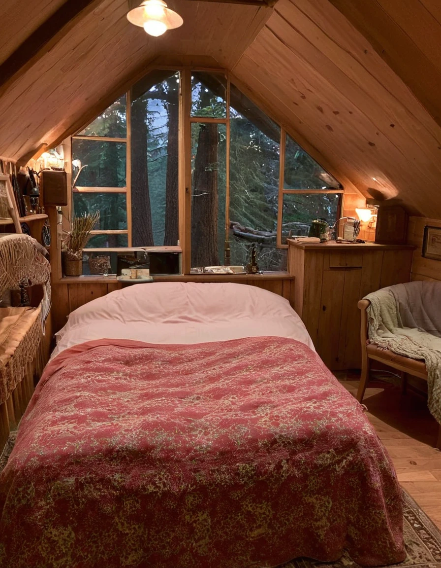 bedroom with room, cozy room, cozy treehouse bedroom, small bedroom, cozy place, cozy bed, cottagecore hippie, thomas kinkade. cute cozy room, in an attic, cottagecore, cozy and peaceful atmosphere, pleasant cozy atmosphere, cottagecore!!, cabin in the woods