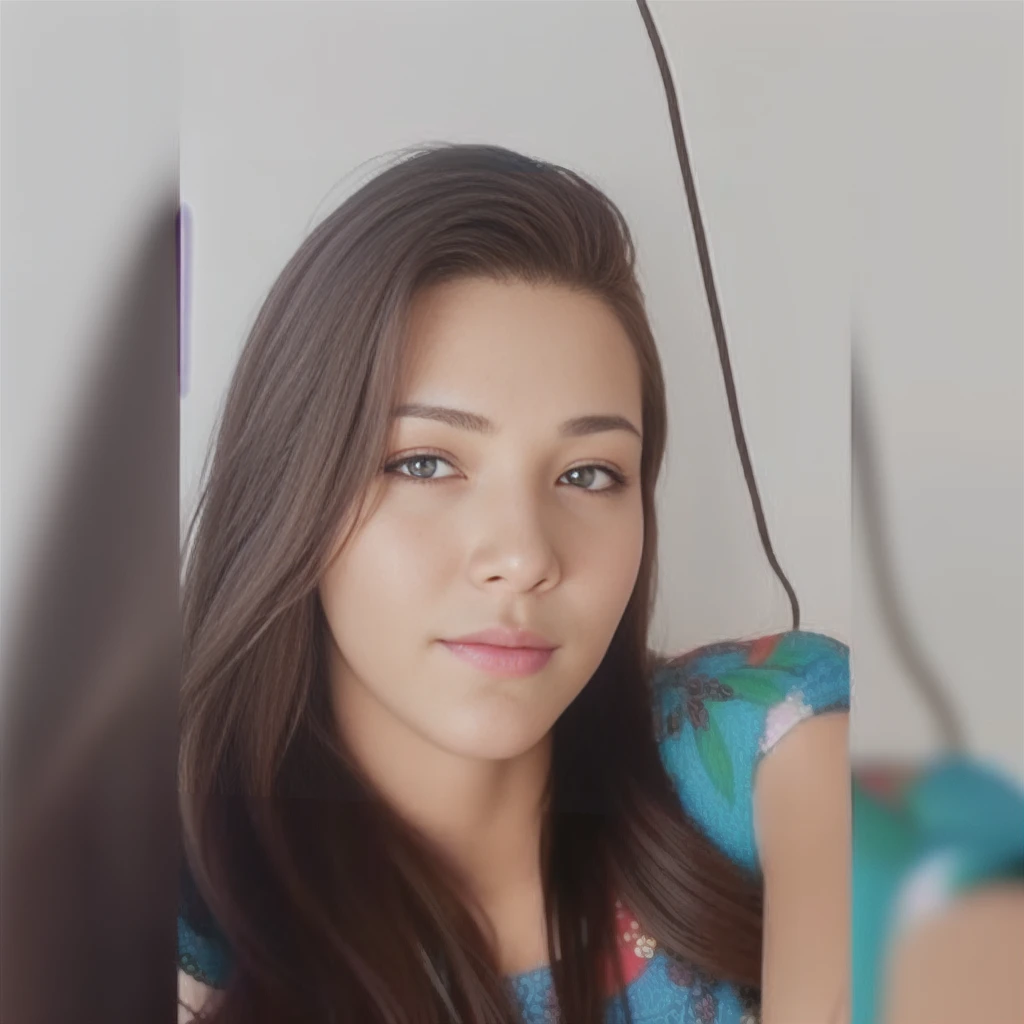 Brunette woman with a very thin neck, PICTURE REALISTIC 