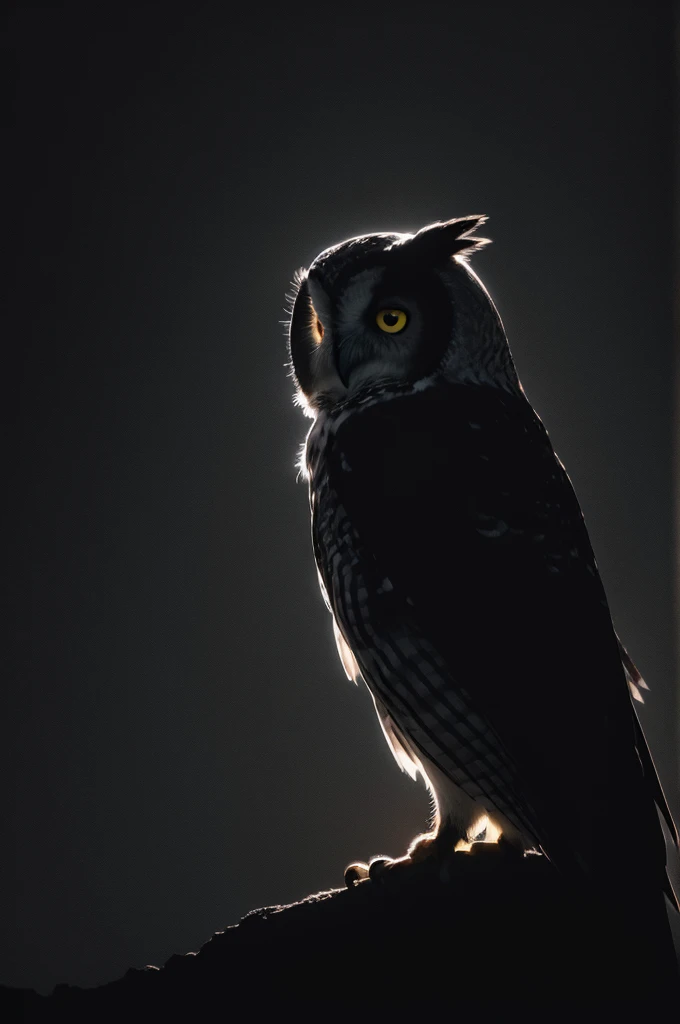 Silhouette of an owl on a dark background