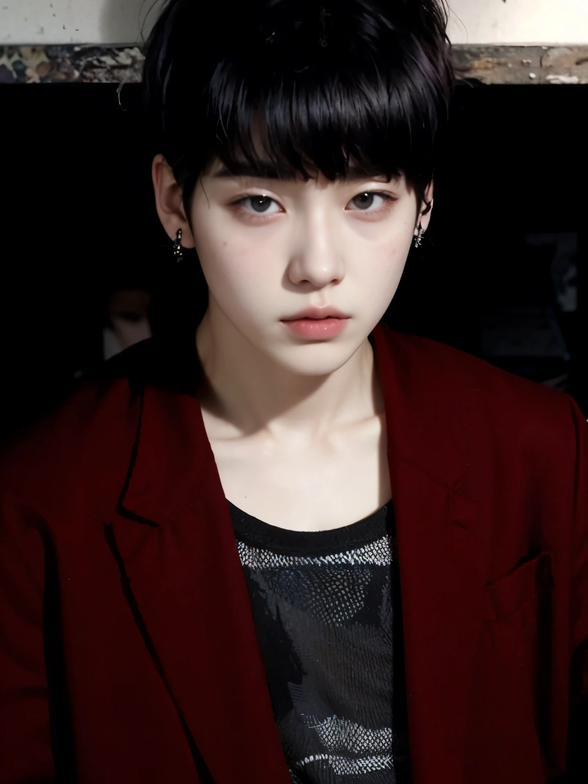 Arafa woman with colored hair sitting at a table, jung jaehyun, adorable and pale korean face, ulzzang inteligente, Kim Doyoung, with short hair, jossi do blackpink, Hong Jun Hyung, Tae June Kim, ulzzang, the hime cut, Jaeyeon Nam, xqc, park jimin, tomboy short platinum hair
