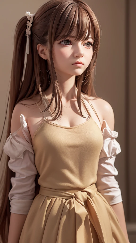 8K, Highest quality, masterpiece:1.2), (Realistic, photo-Realistic:1.37), Highest quality, masterpiece, Beautiful young woman, Pensive expression, Thoughtful expression, Elegant clothing, Tie your hair back, Messy mood, Movie Background, tired, Light skin tone