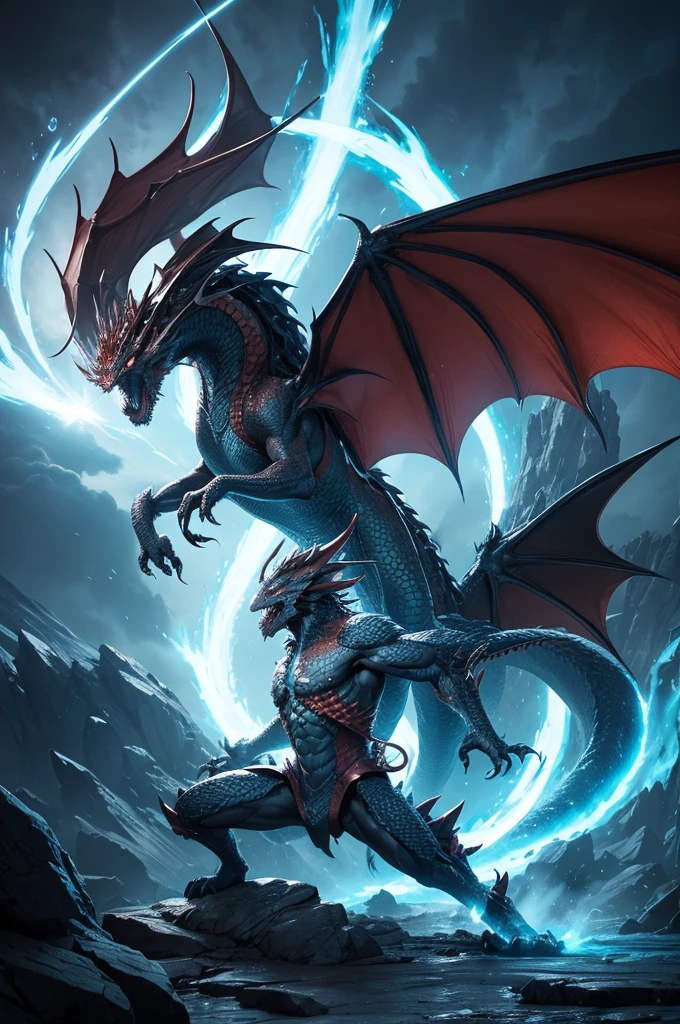 An elemental dragon fighting the dragon of the opposite element 