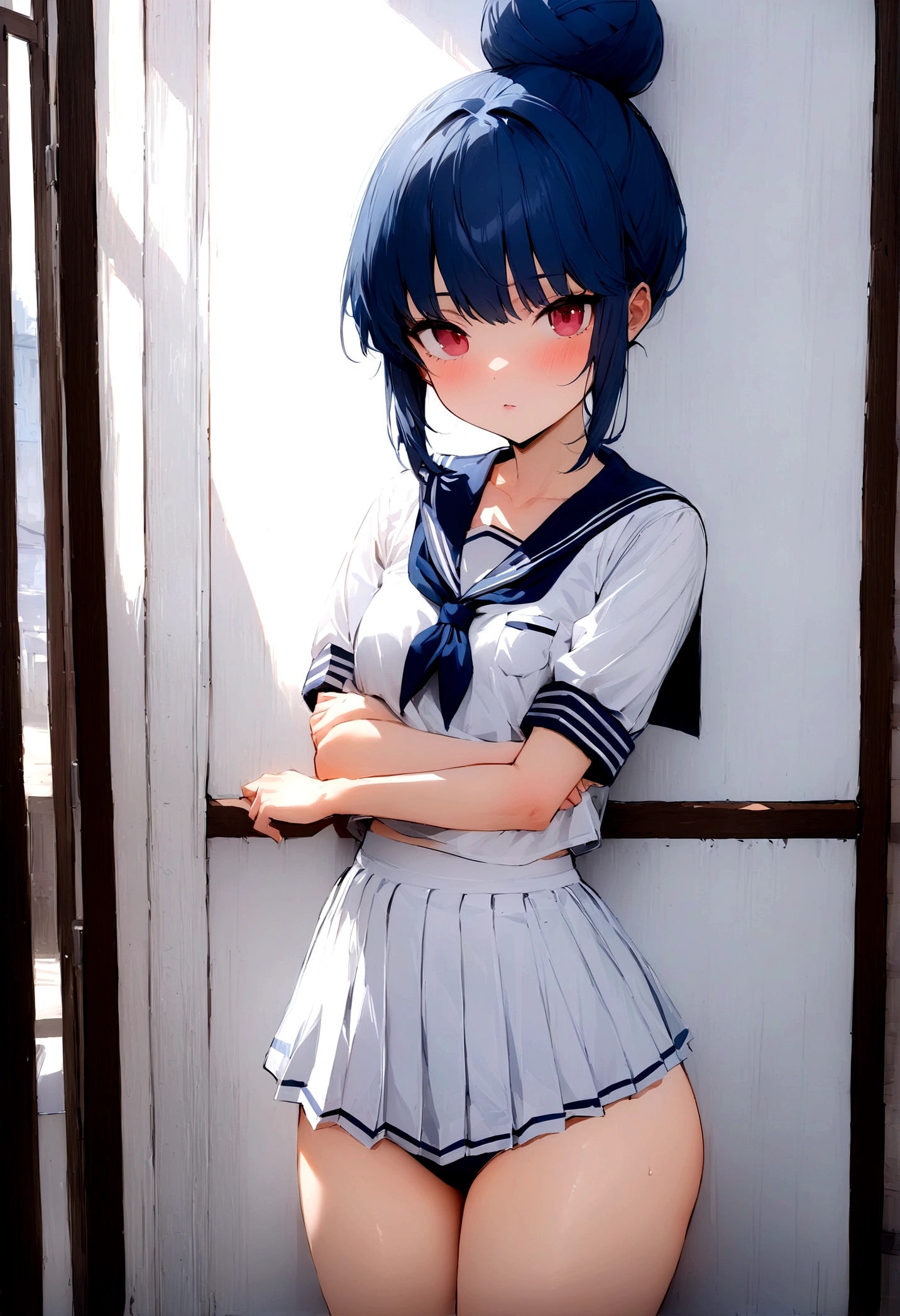 (masterpiece:1.4), (Highest quality:1.4), (High resolution:1.4), shima rin, View your viewers, Sailor suit、School、Cowboy Shot