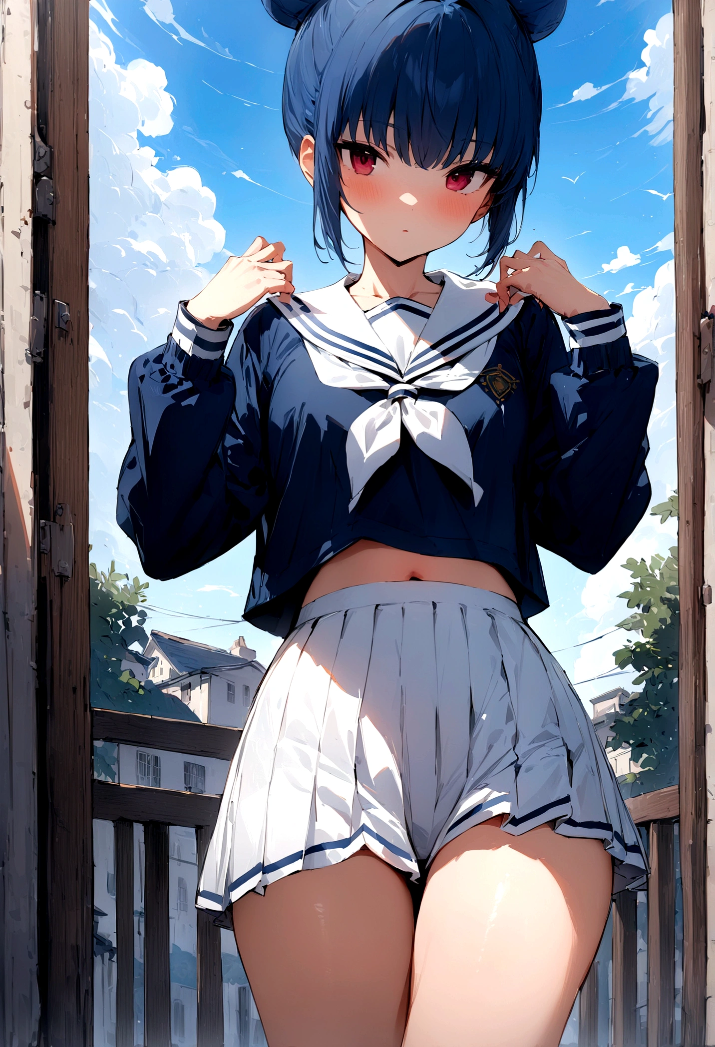 (masterpiece:1.4), (Highest quality:1.4), (High resolution:1.4), shima rin, View your viewers, Sailor suit、School、Cowboy Shot