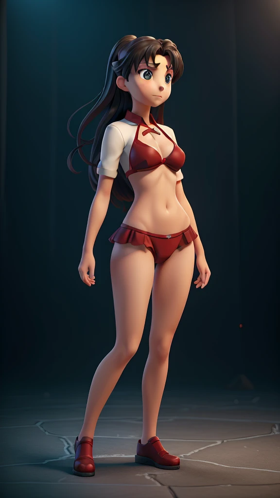 full body, Serious face, (masterpiece), best quality, expressive eyes, perfect face, bikini, anime girl, Fate/Stay Night anime, Rin Tohsaka anime, Rin Tohsaka Fate/Stay Night HDR (High Dymanic Range), Ray Tracing, Super resolution, Unreal 5, Subsoil Scatter, PBR Textures, Post Processing, Anisotropic filtering, Depth of Field, High Sharpness and Sharpness, Multilayer Textures, Surface shading, Precise simulation of light-material interactions, Perfect ratios, Octane rendering, duotone illumination, low ISO, white balance, Rule of thirds, Wide aperture, 8K RAW, high-efficiency sub-pixels, sub-pixel convolution, glow particles
