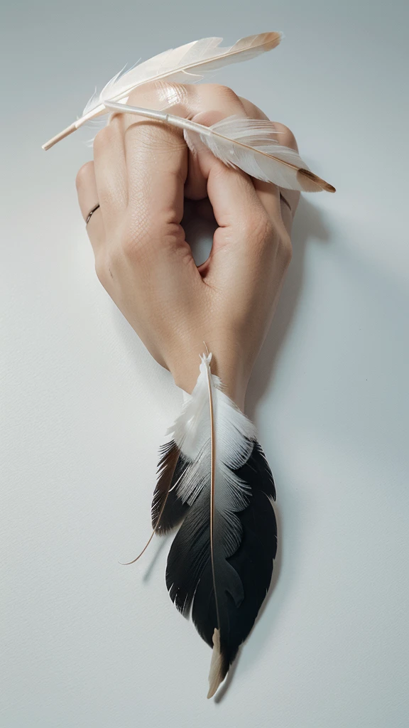 A minimalist, fantastic, poetic, dreamy, captivating, memorable, masterpiece, modern, simple logo design of a boy and a feather for the brand “Penamemoria". The logo must convey a sense of music, stories and dreams. Minimalistic logo design of a boy and a feather.