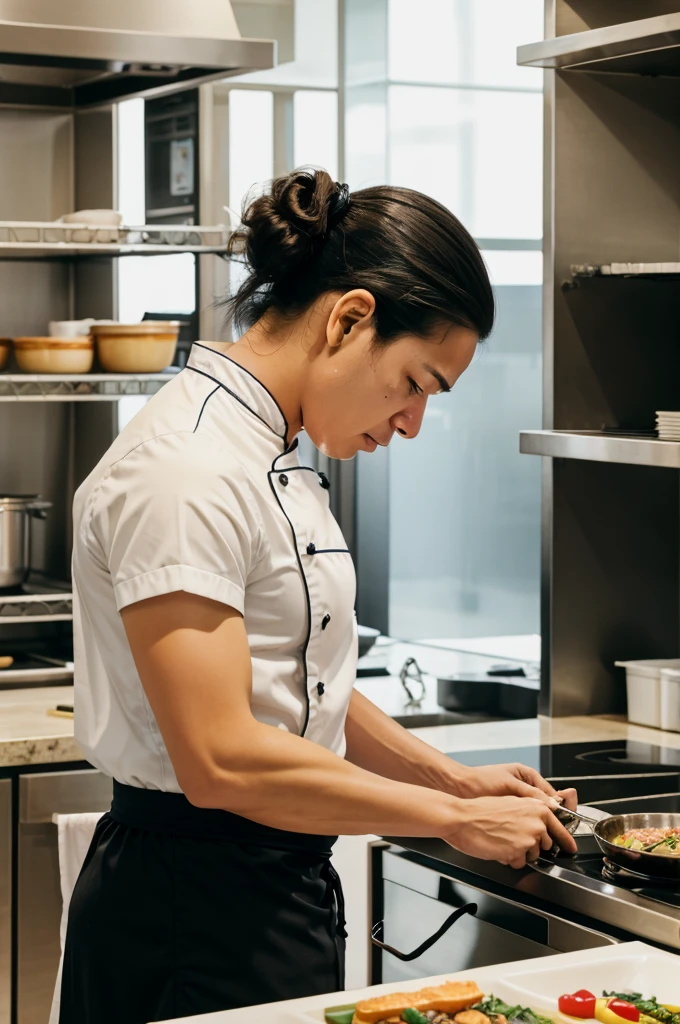 Chef working in Hotel's kitchen, Crying Due to work load