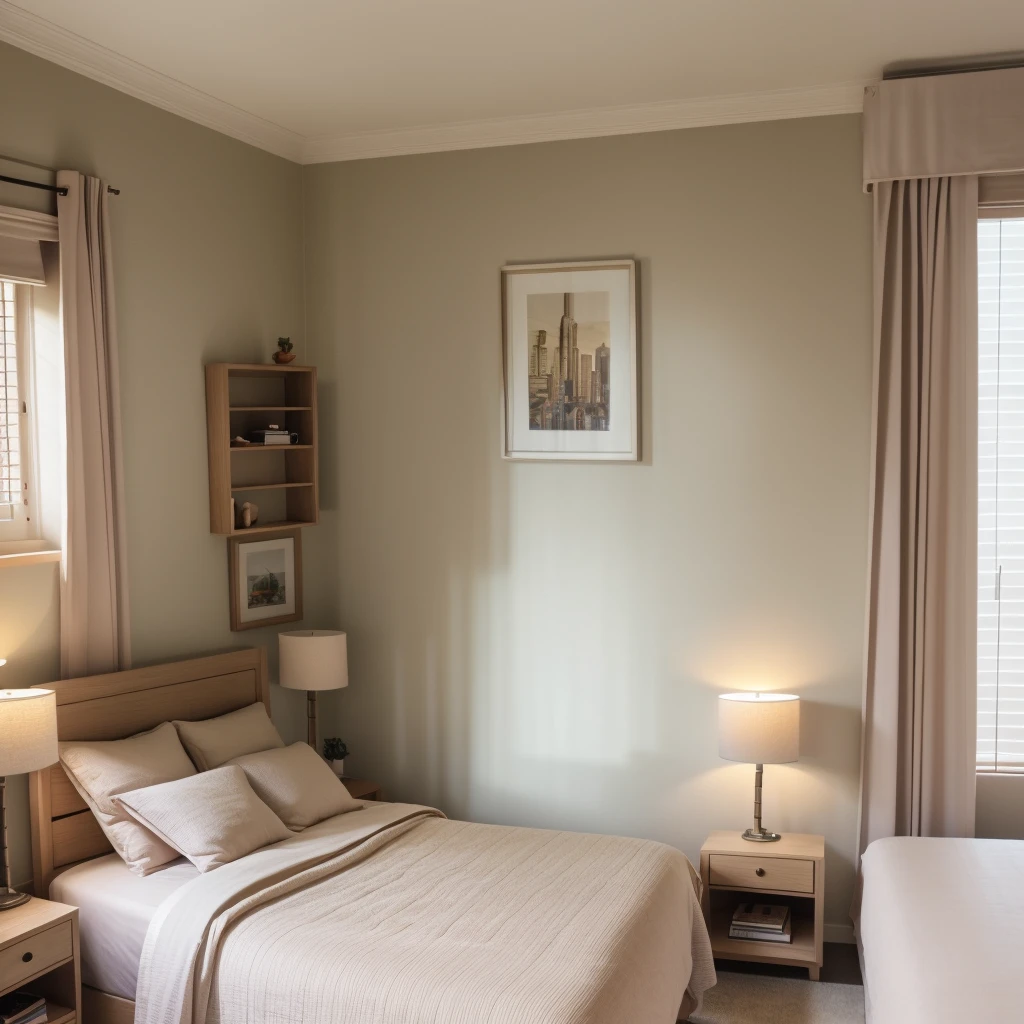 RAW photo,bed room, Modern style, daytime, natural lighting, physically based rendering, subject, 8k uhd, dslr, soft lighting, high quality, film grain, Fujifilm XT3
