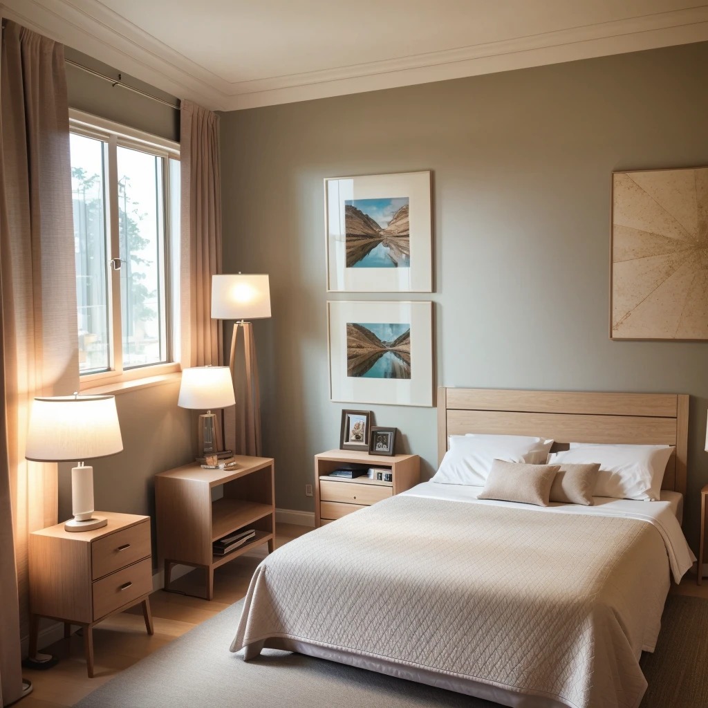 RAW photo,bed room, Modern style, daytime, natural lighting, physically based rendering, subject, 8k uhd, dslr, soft lighting, high quality, film grain, Fujifilm XT3