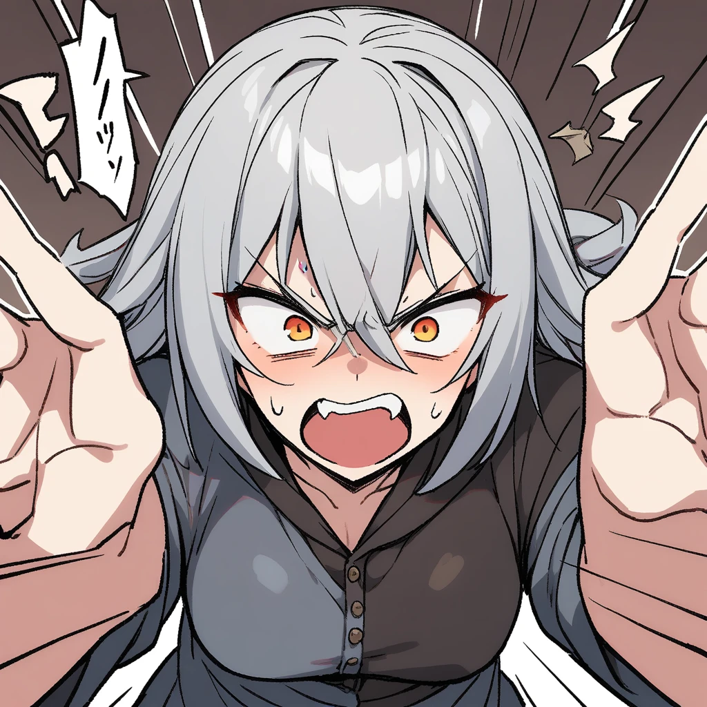 Gray Hair、rage、Pawnbroker's Daughter、、One girl,newest、ponytail,masterpiece、soft-edged