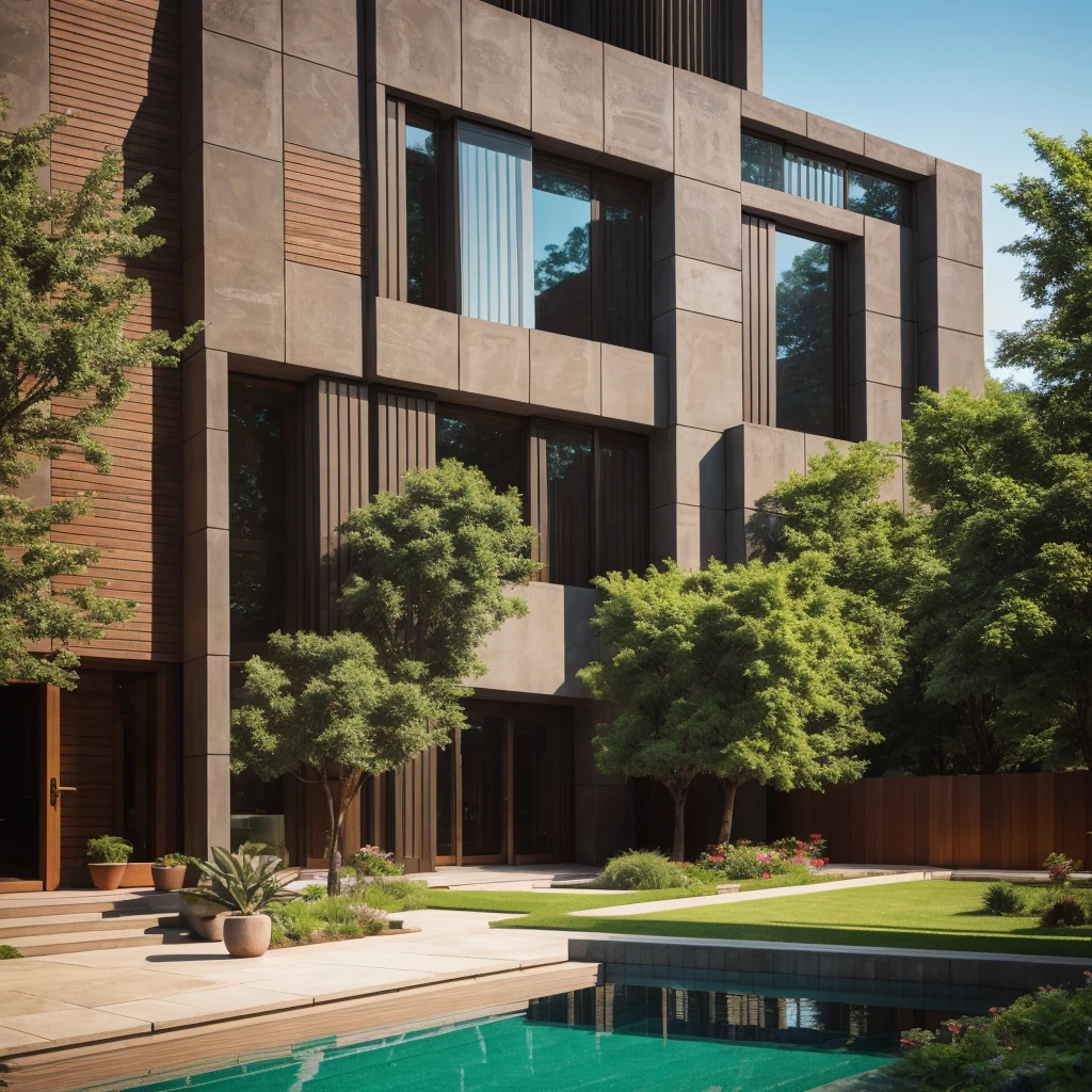 RAW photo,zhuai_pb, brutalism, lato, brick wall, glass facade, (plants on main facade:0.5), Public building, city background, house, outdoors, day, garden,
best quality, realistic, photorealistic, ultra detailed, 8K, High quality texture, intricate details, detailed texture, finely detailed, photo of building, natural light, 8k uhd, dslr, soft lighting, high quality, film grain, Fujifilm XT3,
