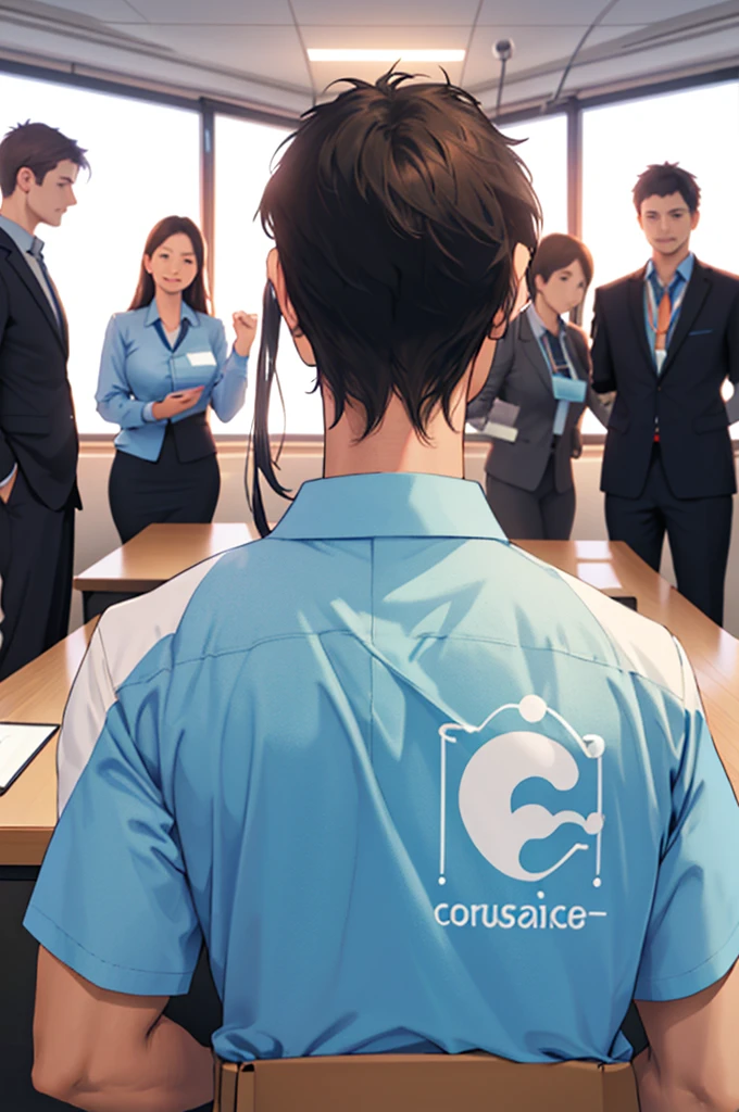(((Very Realistic))) Employees of a company in a meeting room discussing Corporate Social Responsibility: The relationship between socially responsible practices and business efficiency.