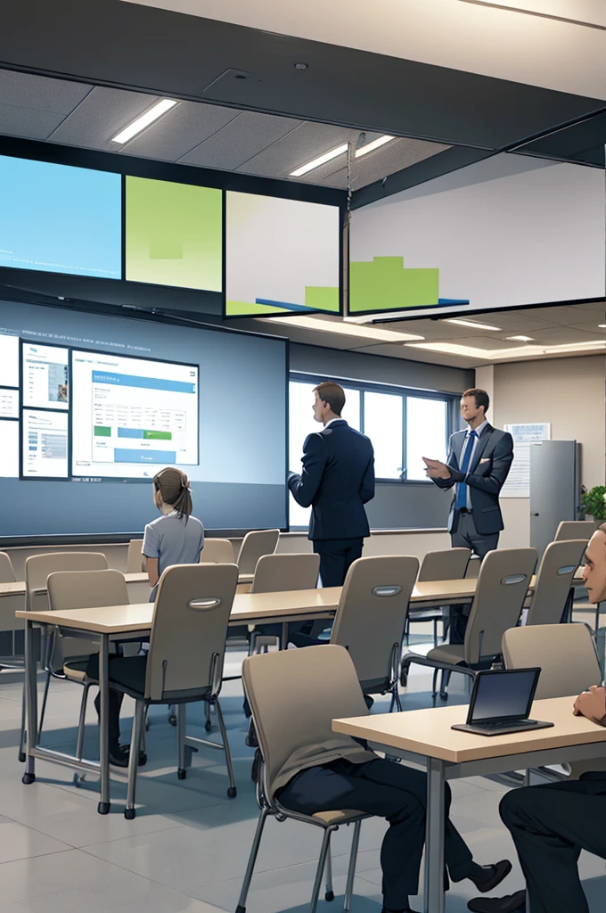 (((Very Realistic))) Employees of a company in a meeting room discussing Corporate Social Responsibility: The relationship between socially responsible practices and business efficiency.