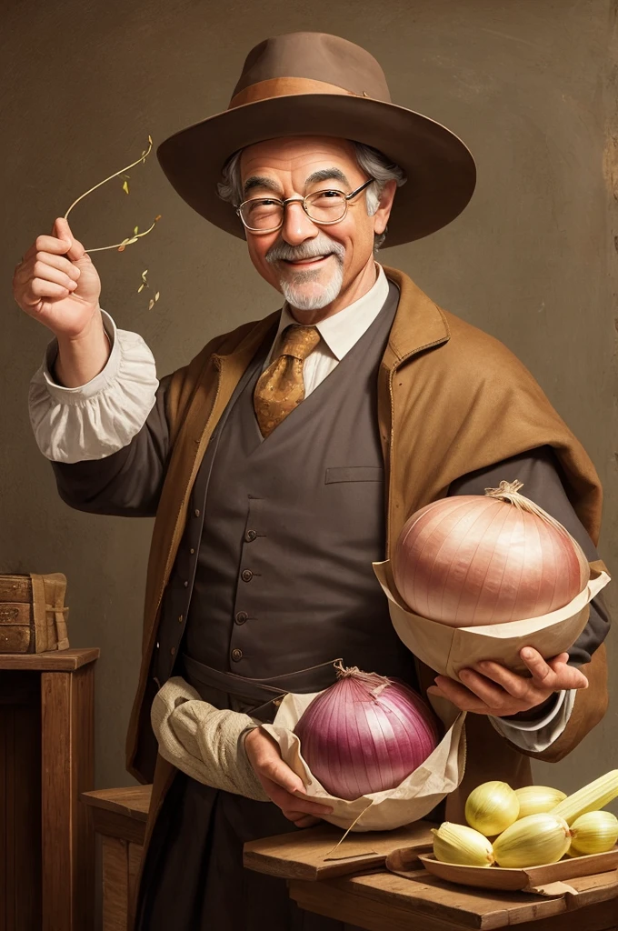 After a brief pause, the professor adds humorously.
Professor:But tell me, when are you buying onions? Realistic art with smile 