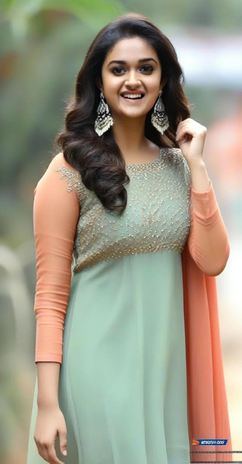 Ultra realistic face of keerthy suresh, full body,outdore 