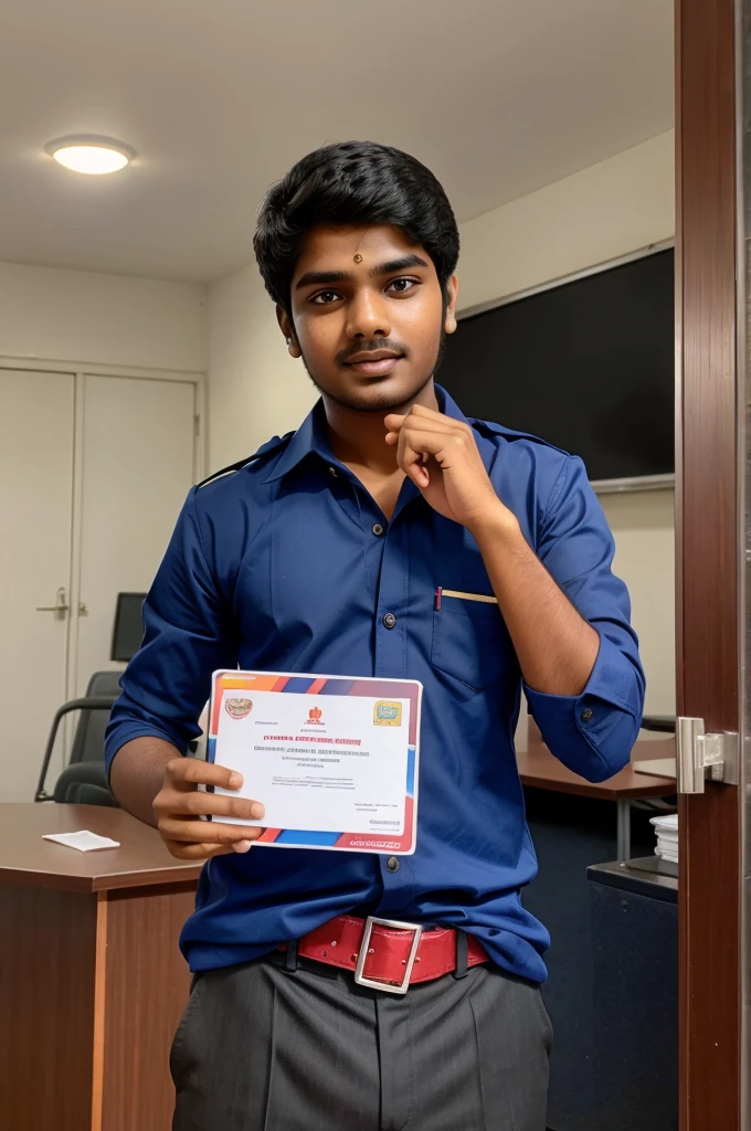 A school boy with tamilnadu government uniform and got card from sfi student leader 