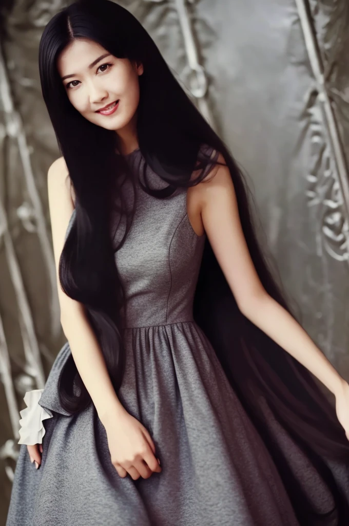 (masterpiece, best quality, high resolution, absurd:1.1), 1 Girl, Solitary, Practical,Photoshop \(Moderate\), No trigger words,  chenxiaoyun,Smile, black eyes ,Long hair, Black Hair, Looking at the audience, permeance,clothing,
