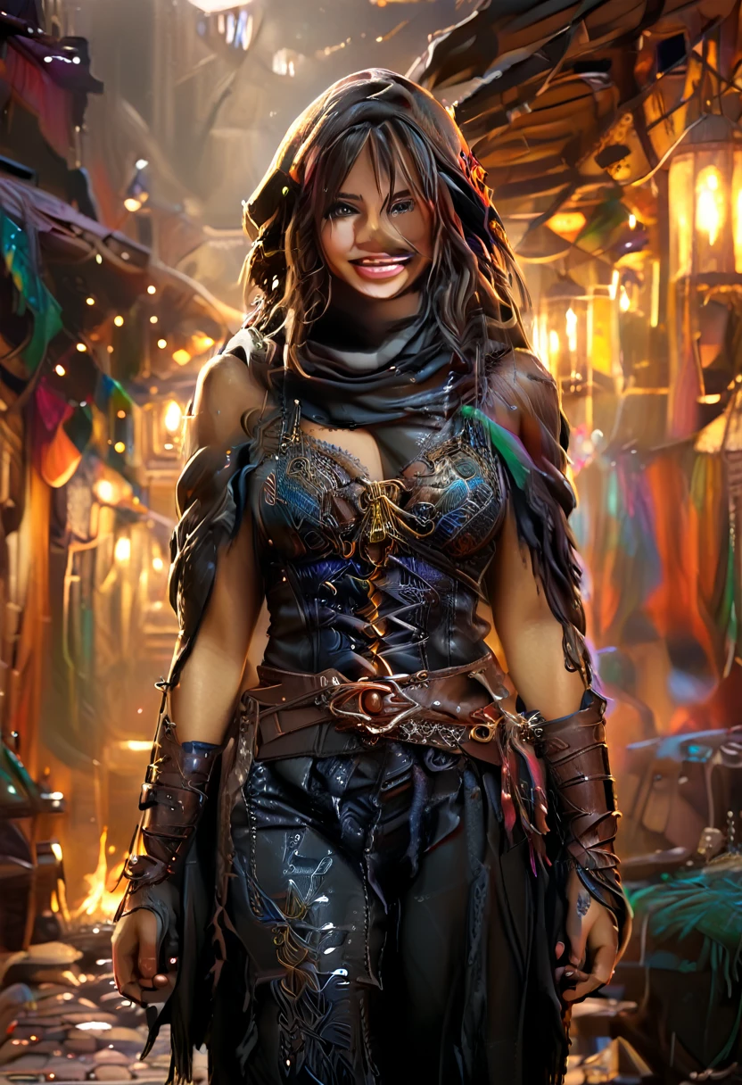 (danahamm:1.08), (style-sylvamagic:0.88), (extremely detailed CG octane render 8k wallpaper), the most beautiful artwork in the world, happy smile, a Full body shot photo of a sexy solo woman looking at the camera, (nsfw:0.50), full dynamic color, Intricate, High Detail, Sharp focus, dramatic, photorealistic masterpiece painting, modelshoot style