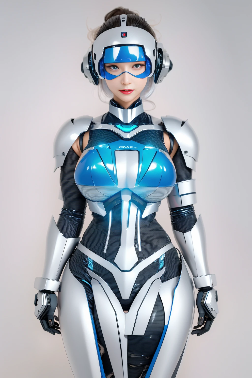 Jay super details, High Detail, high quality, best quality, High resolution，1 female robot，Beautiful female robot,beautiful clear face(Rain waves_haneame：1.5),Mechanical body(Smooth metal surface，armor，Mechanical seams of skin，beautiful body curves)，High-tech mechanical armor(silver，Mechanical Technology，Highlight breast contour)