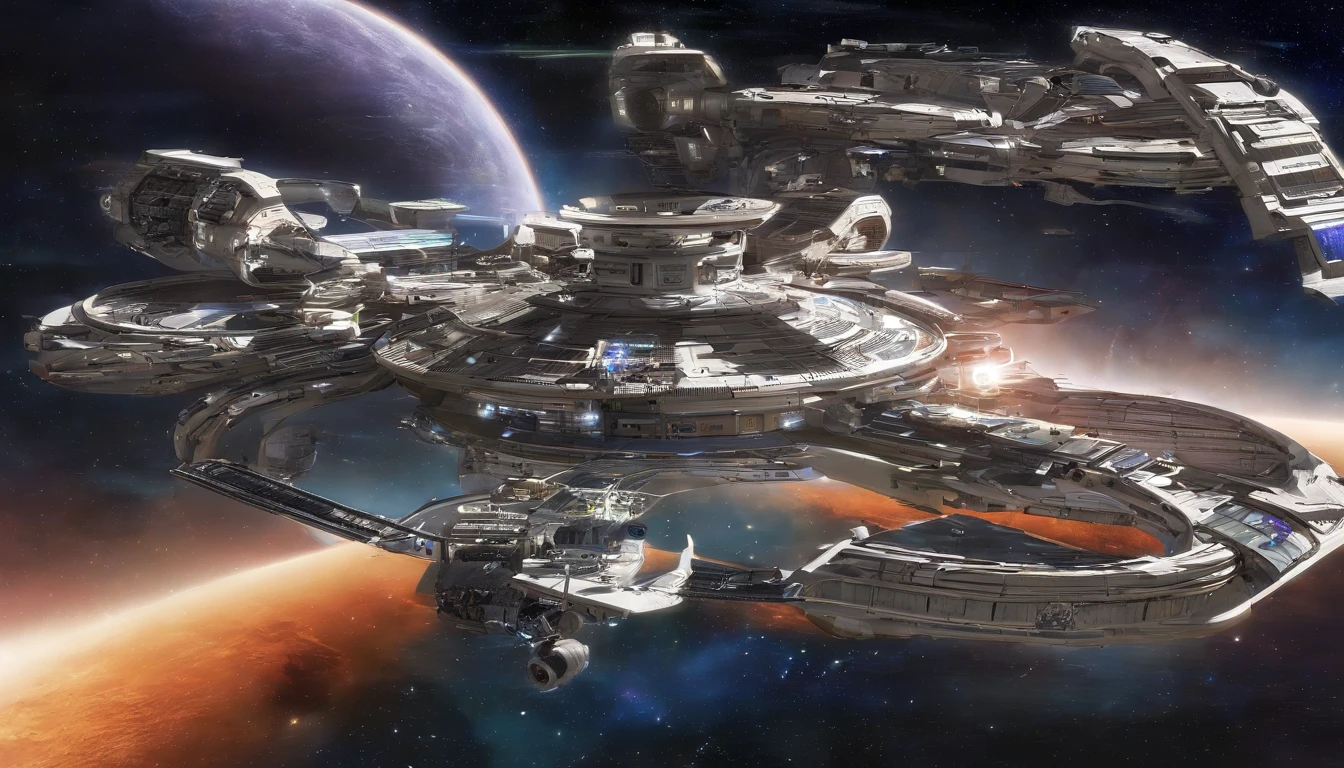 (((The space station is Deep Space 9))).There are Starfleet ships, and almost any ship, from Star Trek Deep Spaces 9 years. This styles are, from Gerry and Silvia Anderson,& Judith Garfield & Reeves-Stevens.