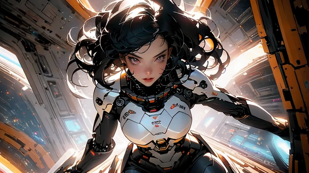 lower, Highly detailed color photo in RAW format, beautiful young, short black hair, dynamic poses, (wide hips), (detailed skin), (Detailed lips), (detailed eyes), (space: 1.4), (necropolis: 1.1), (sci-fi landscape ) (detailed face), (curved), red clothes, detailed eyes, Chromatic aberration, depth of field, soft lighting, First job, better quality, difficult, (lens flare: 0,7), (bloom: 0,7), particle effects, ray tracing, Displaying tones , very detailed, conceptual art, courteous, sharp focus, dramatic lighting, very detailed art, movie, pintura hiper-realist, trending on artstation, 8 k, incredible shadows, realist, (plano de fundo very detailed: 1.2), midway art