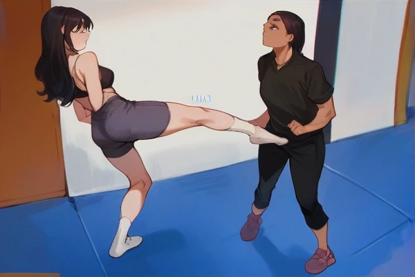 Anime female kickboxing